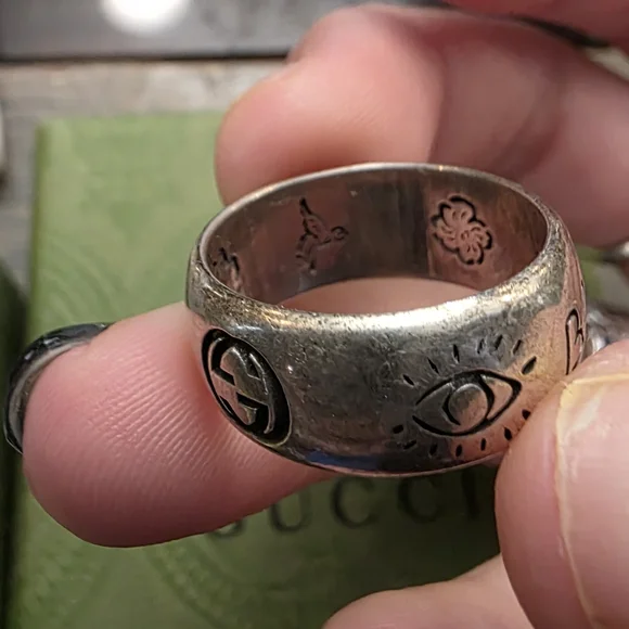 Authentic Gucci Blind For Love Sterling Sliver Ring - Picture 5 of 6